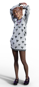 Vestido estampado de niña con corazón Fondos de pantalla