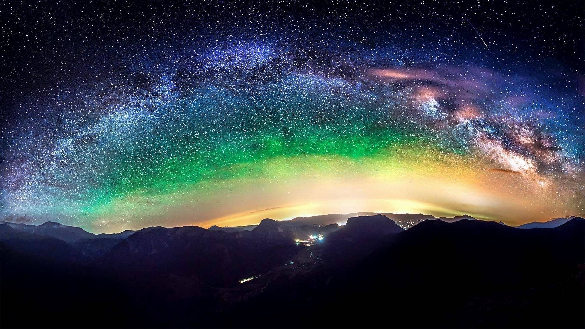 Vía Láctea Sobre Montañas Galaxia en Vivo Fondos de pantalla
