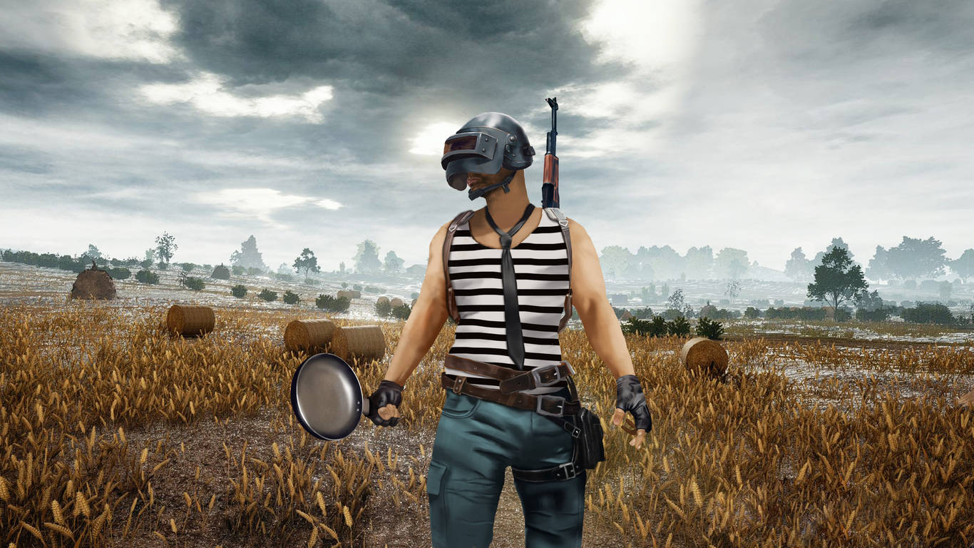 Victor en PUBG sosteniendo un sartén 1366x768 Fondos de pantalla