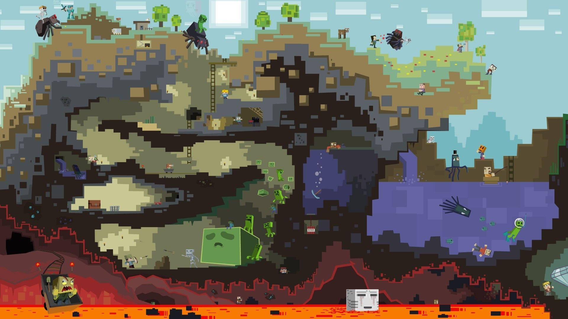 Fondo de pantalla de Minecraft vida subterránea bajo el agua