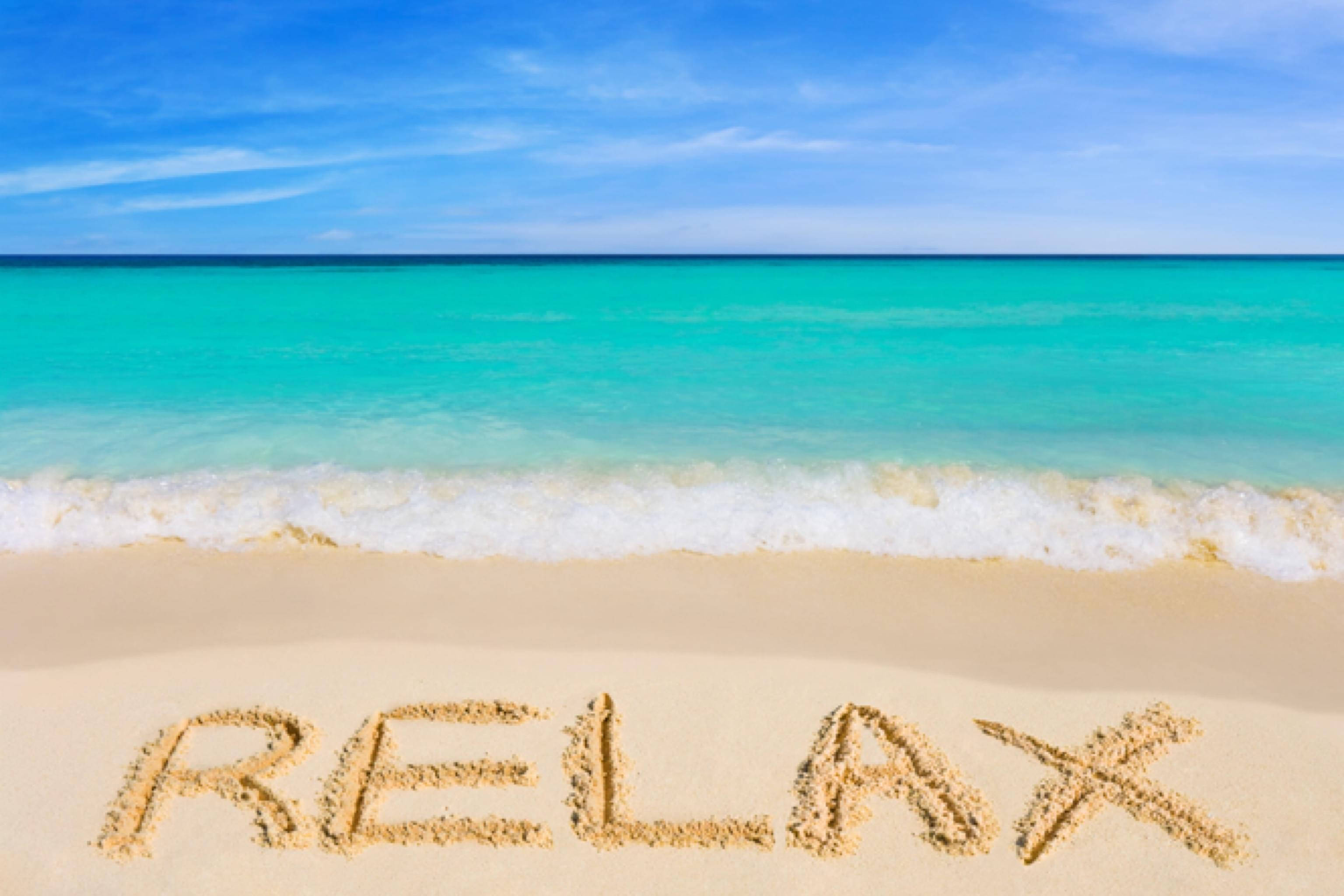 Vista al océano con la palabra relax Fondos de pantalla
