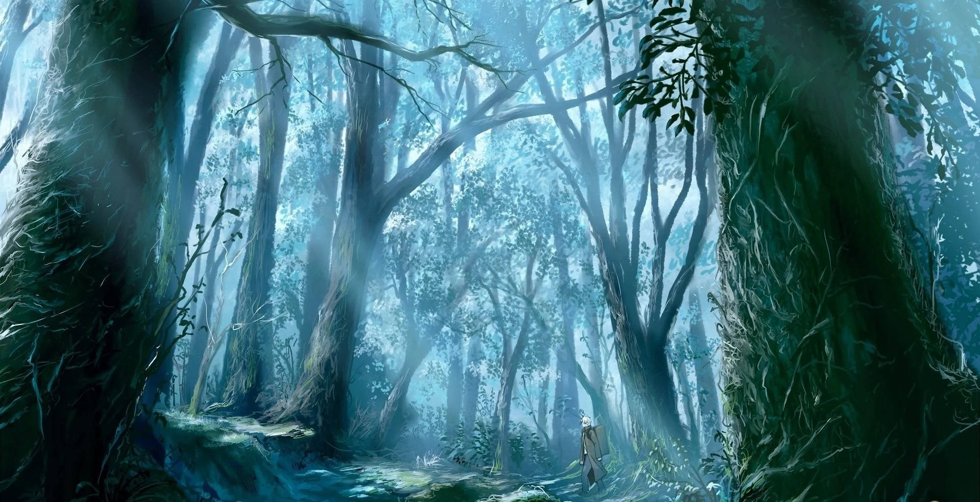 Vista de bosque animado Fondos de pantalla