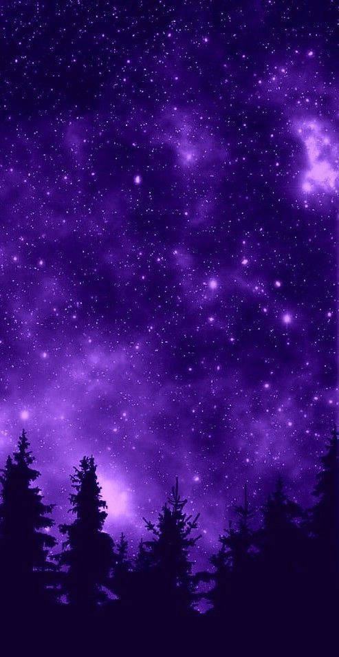 Vista de galaxia femenina y bosque púrpura Fondos de pantalla