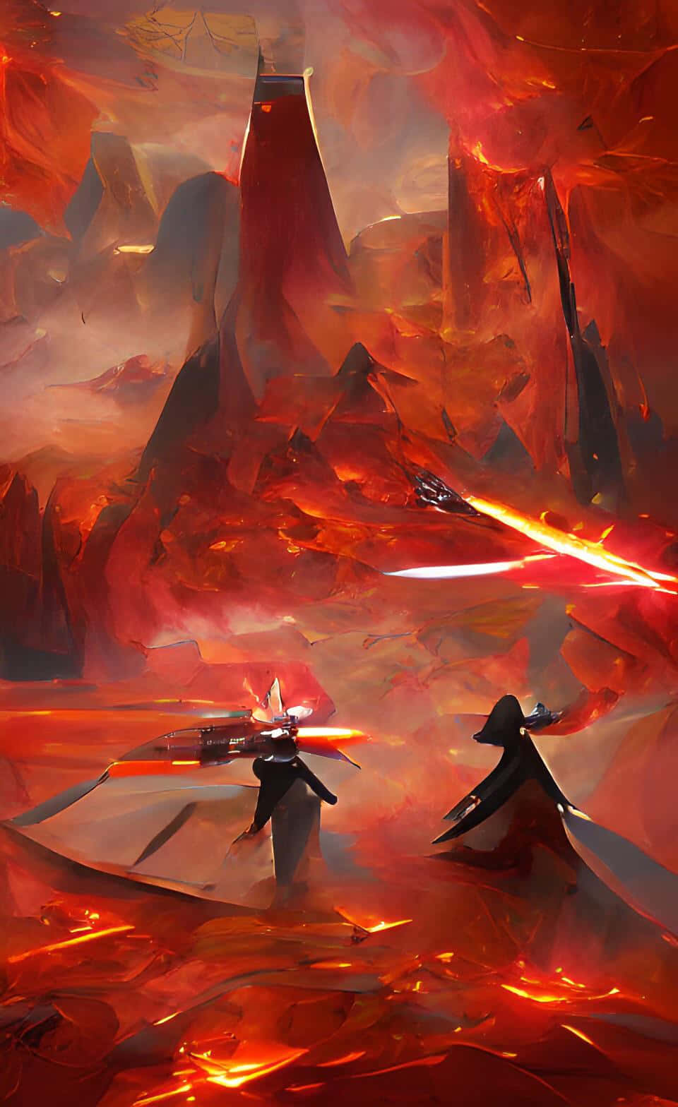 Vista espectacular del paisaje volcánico de Mustafar Fondos de pantalla