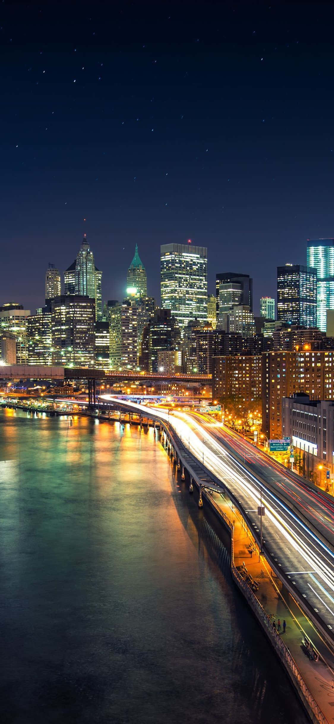 Vista general del horizonte de Nueva York desde un iPhone X Fondos de pantalla