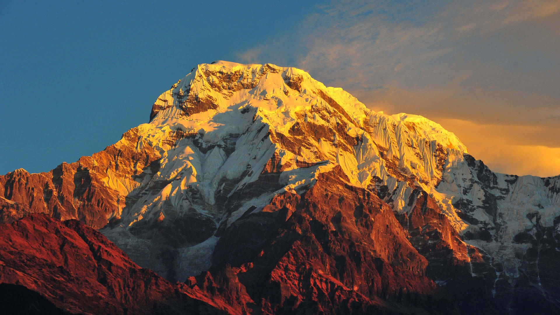 Fondo de pantalla 4K del macizo de Annapurna, Himalaya, montaña. — 4K Fondos de pantalla