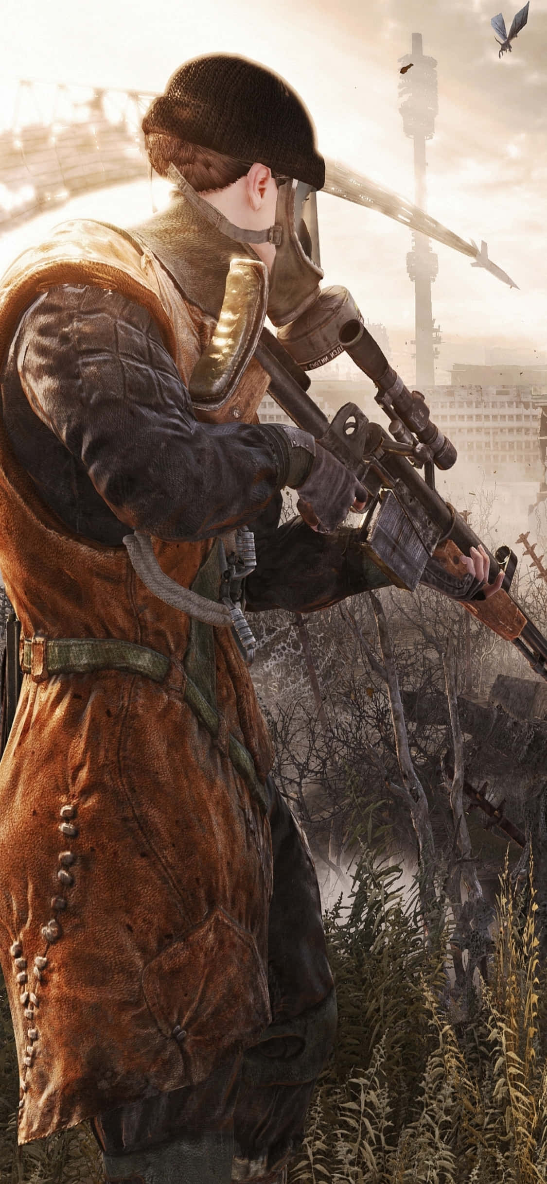 Vista Trasera De Cazador iPhone X Metro Last Light Fondo Fondos de pantalla