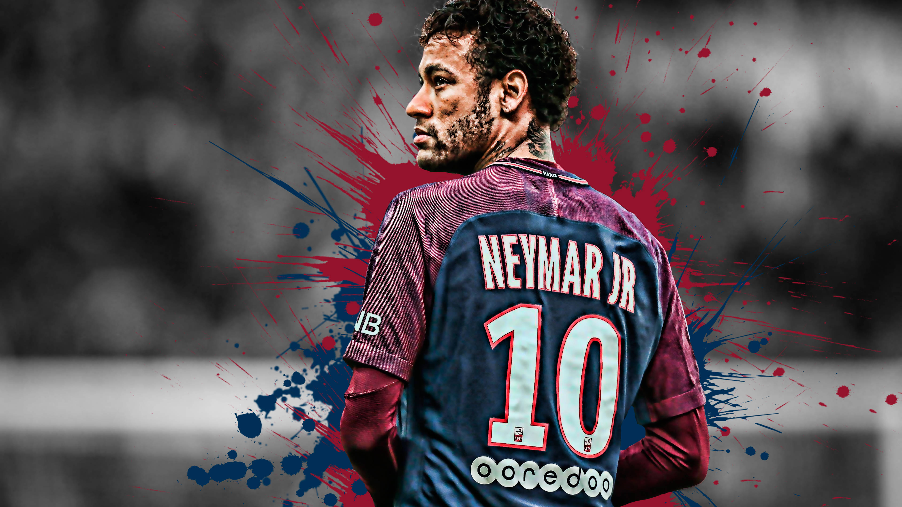 Vista trasera de Neymar, jugador de fútbol Fondos de pantalla