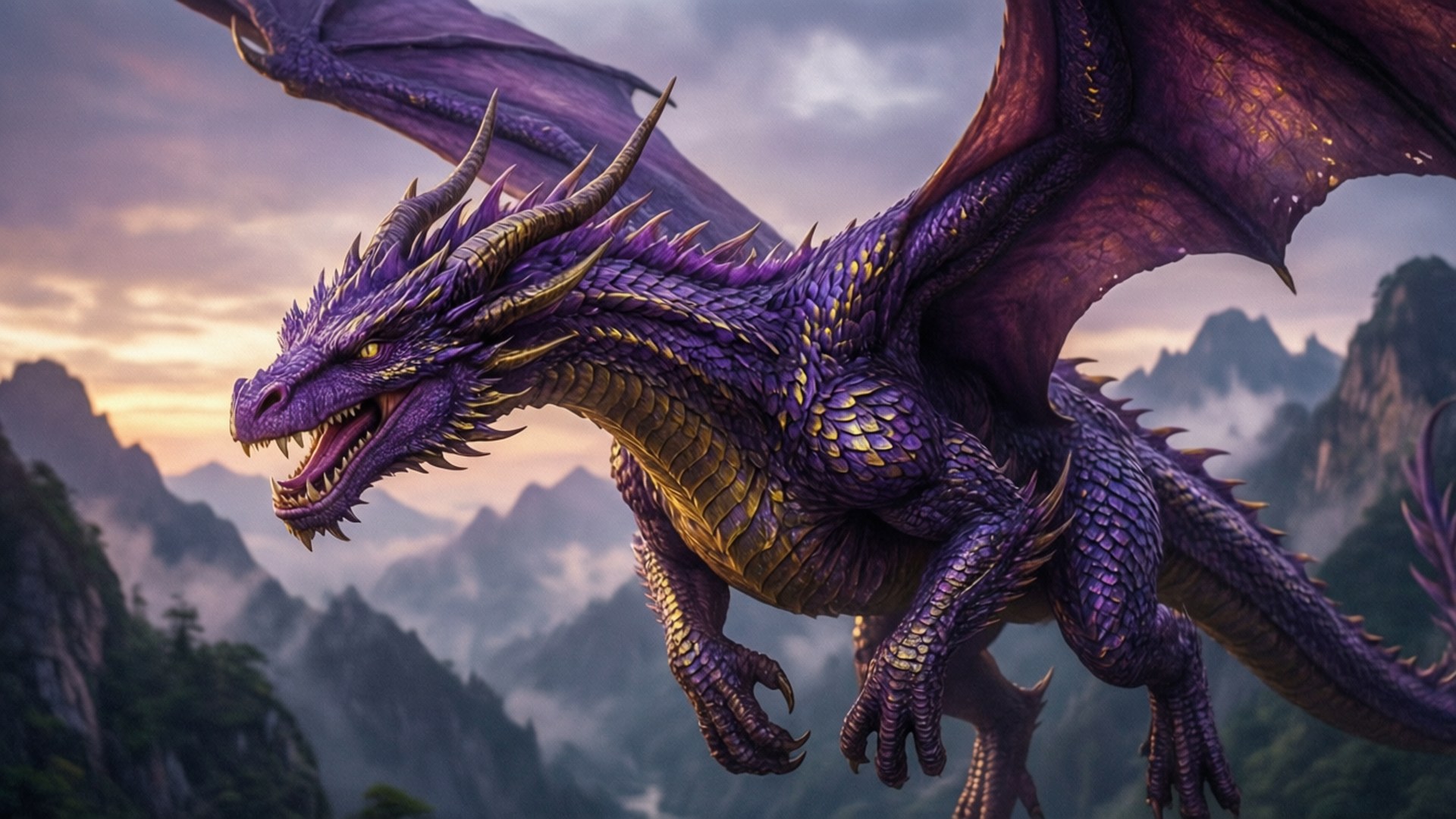 Vuelo del Dragón Púrpura Fondos de pantalla