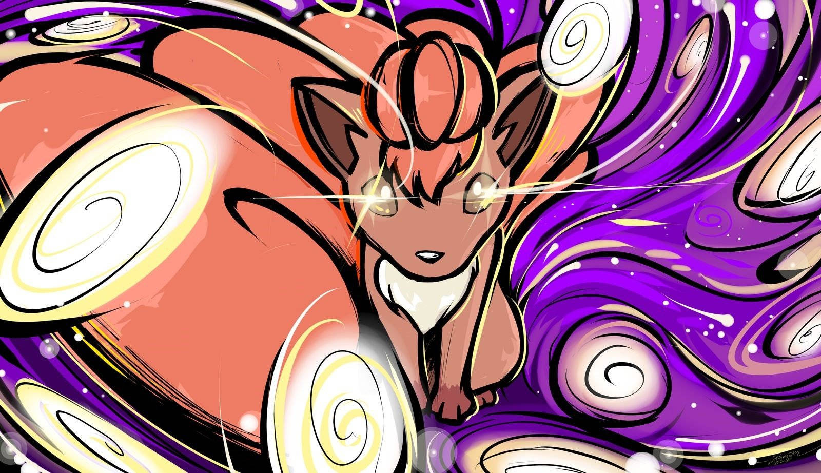 Vulpix en un fondo espiral Fondos de pantalla