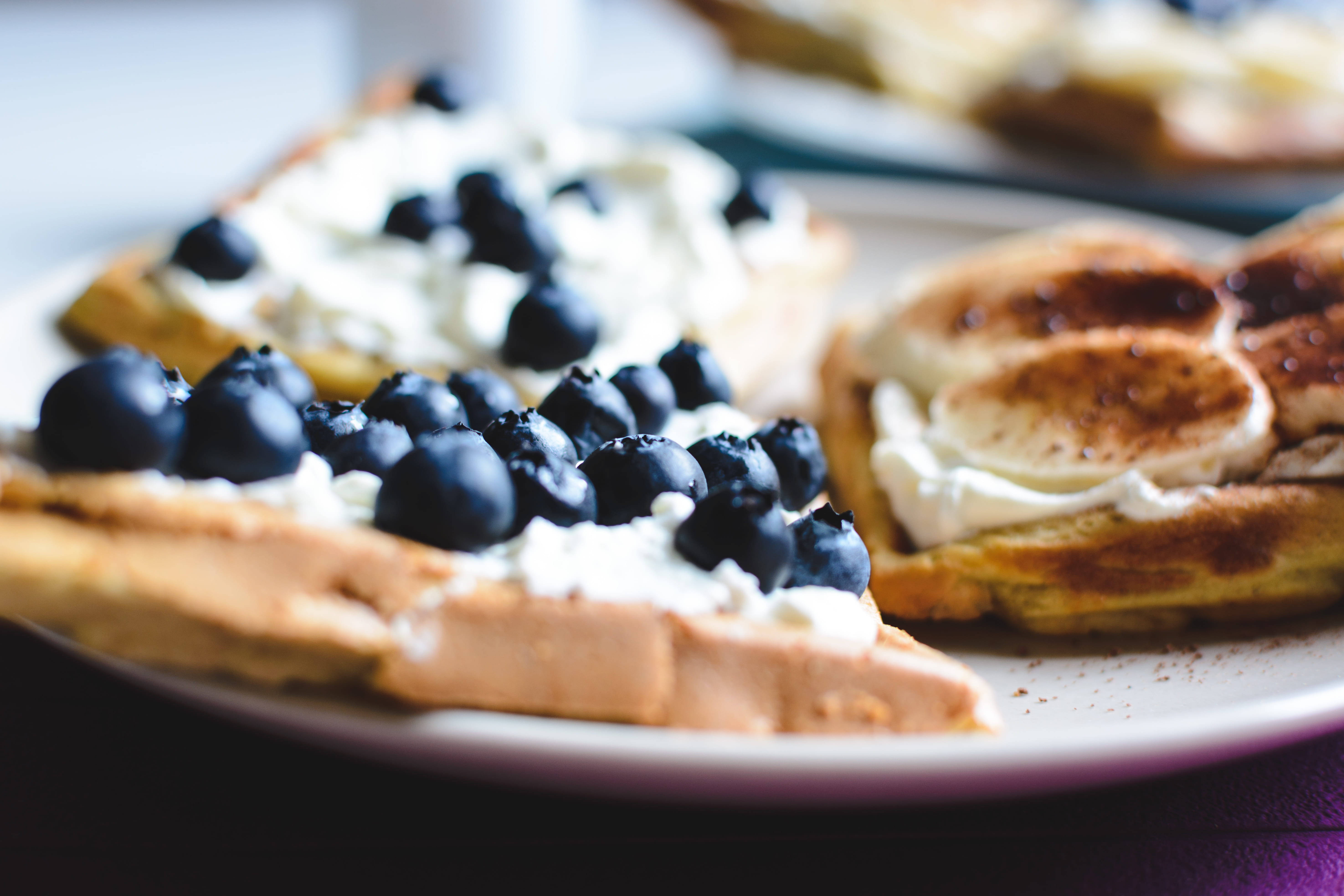 Waffles con Arándanos y Plátano Fondos de pantalla