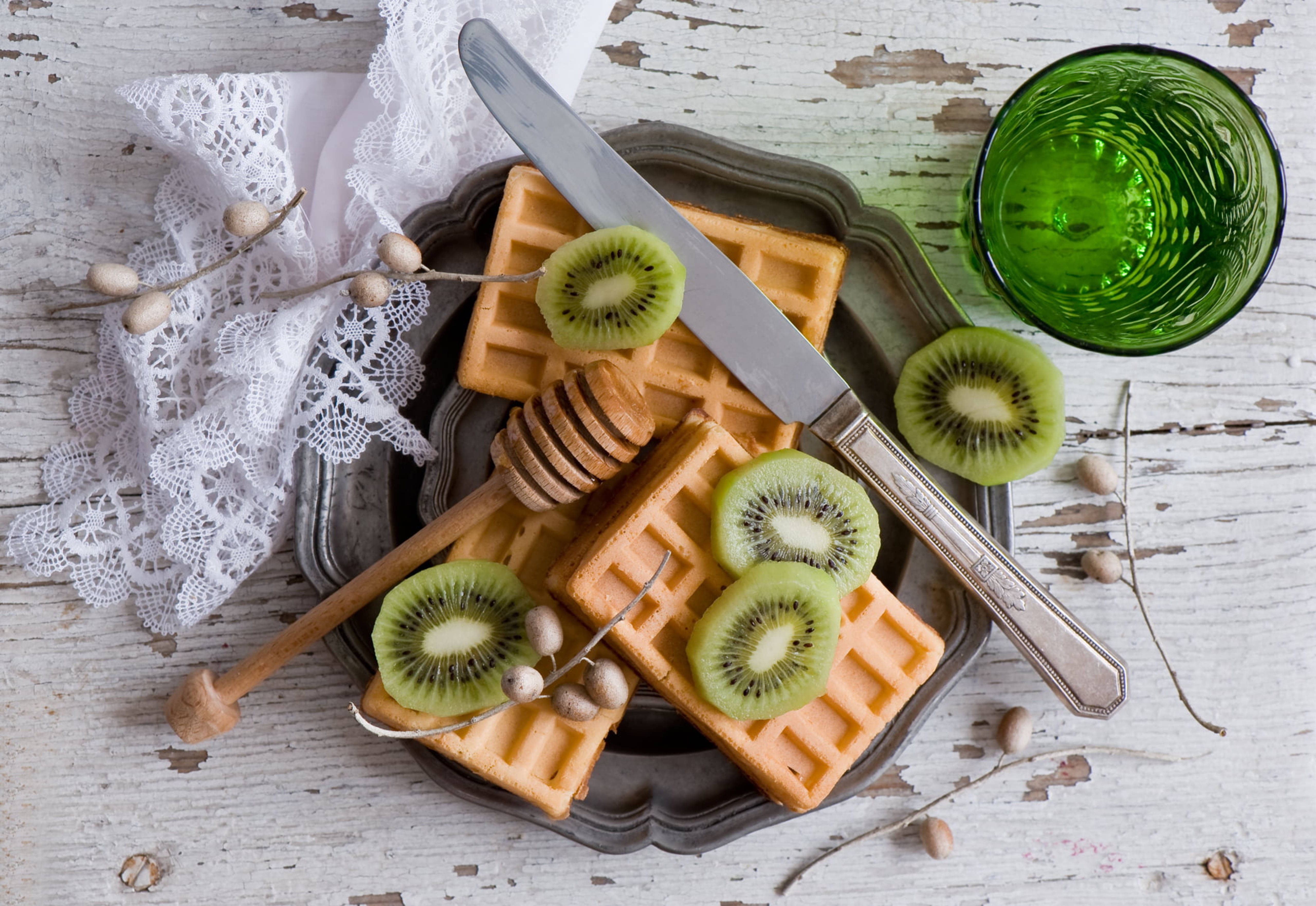Waffles Kiwi Flat Lay Fondos de pantalla