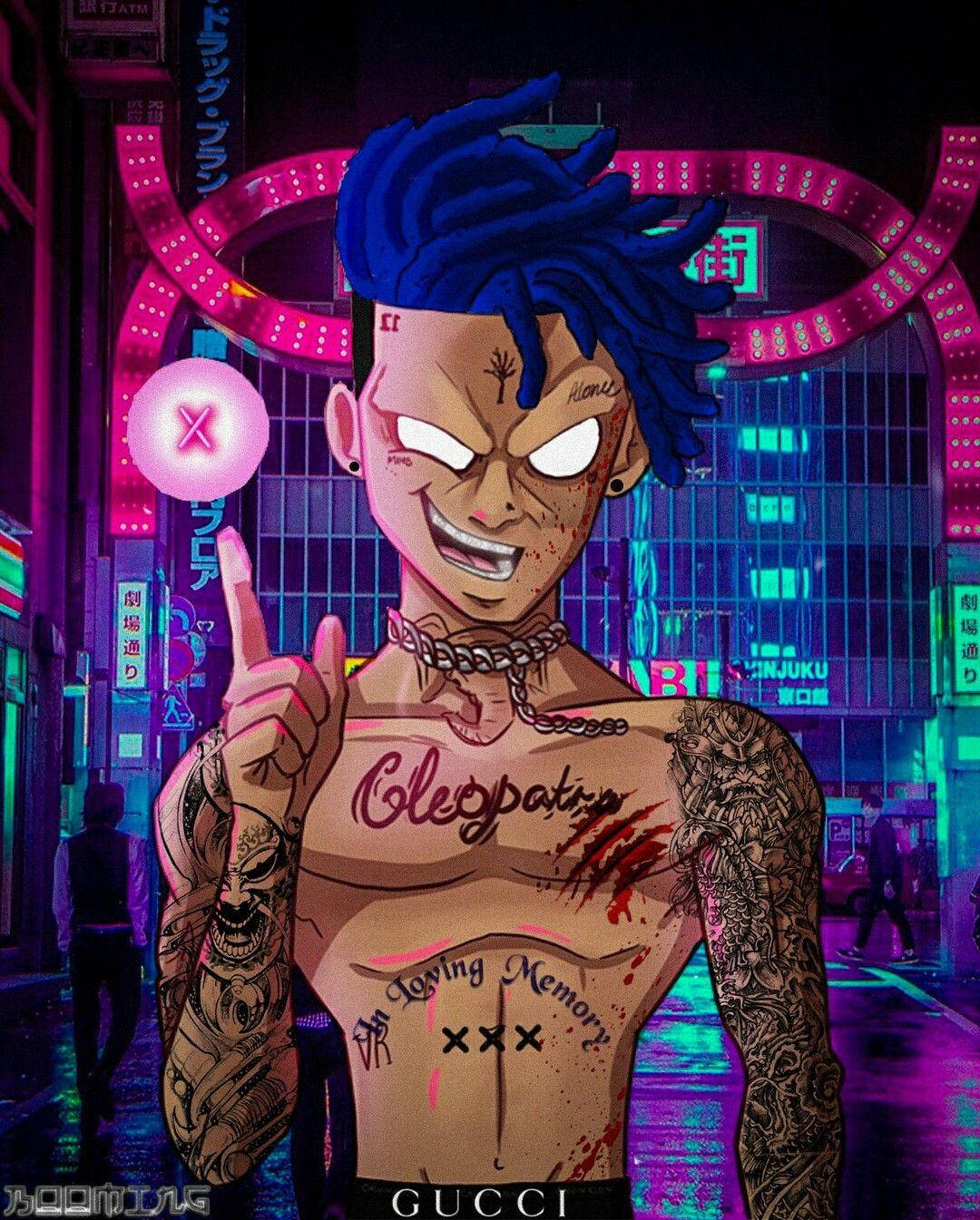 Xxxtentacion Anime Rapero de Cabello Azul Fondos de pantalla