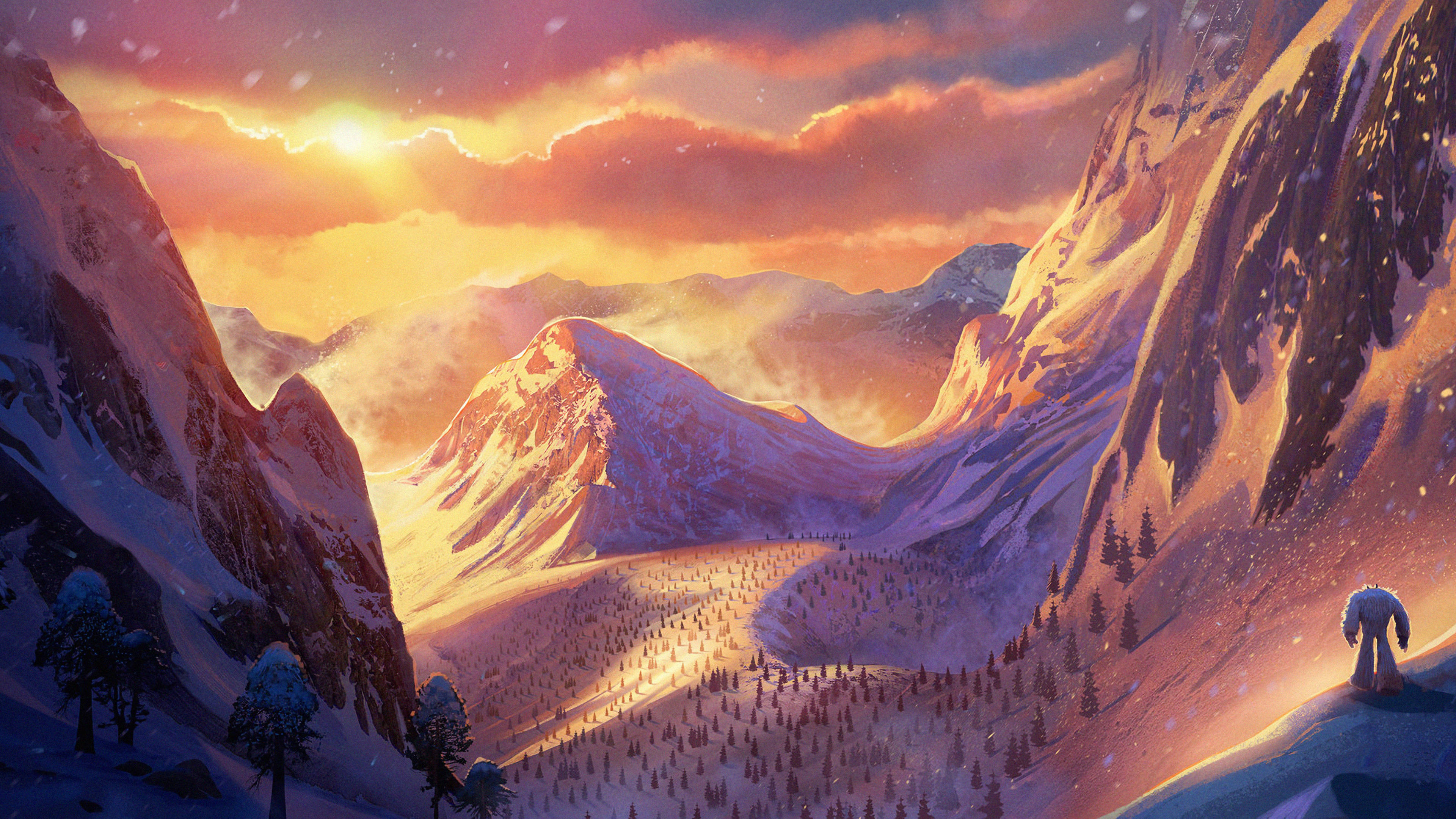 Yeti en Movimiento en las Montañas en 4K Fondos de pantalla