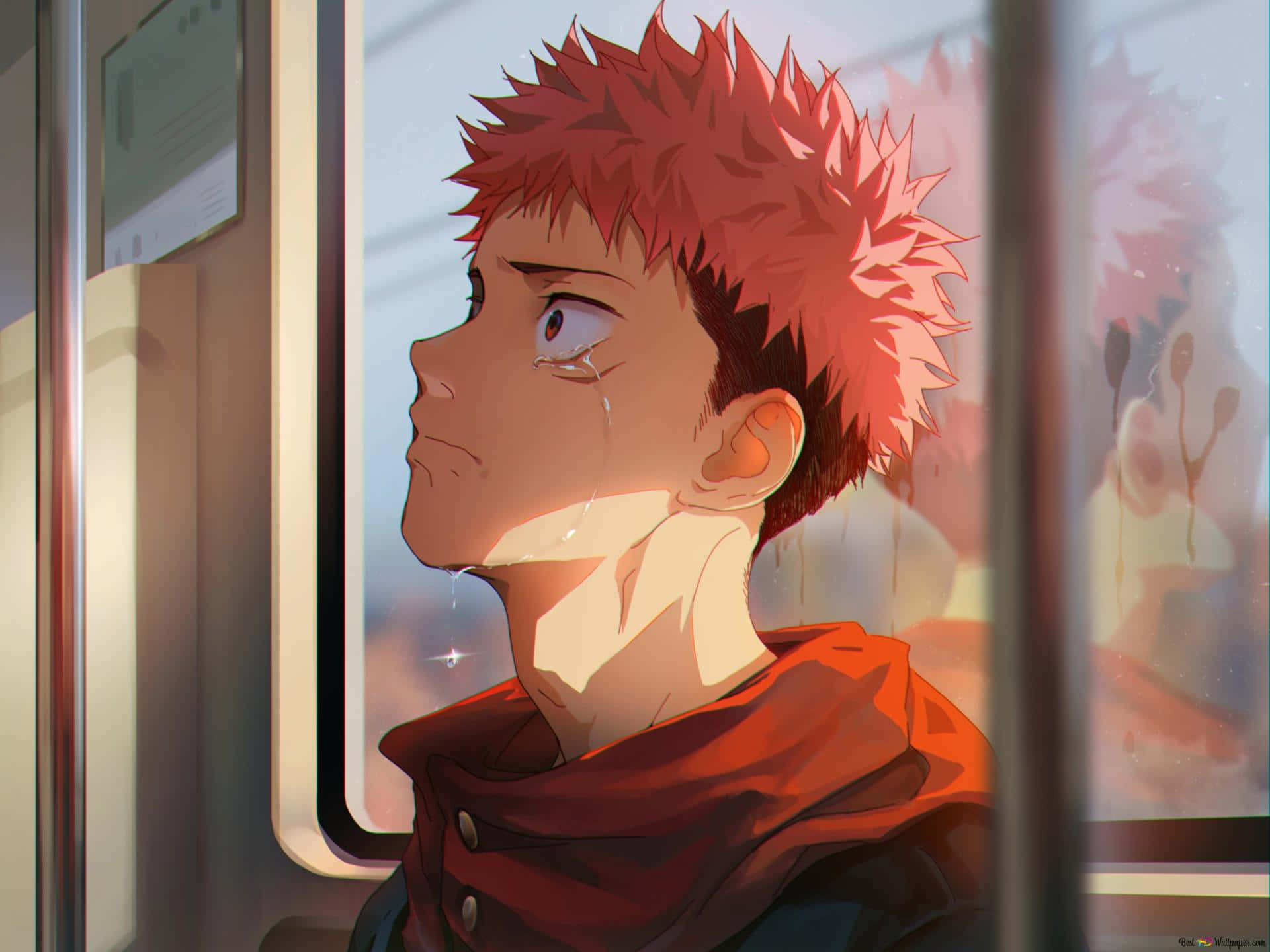 Yuji Itadori llorando en el tren Fondos de pantalla