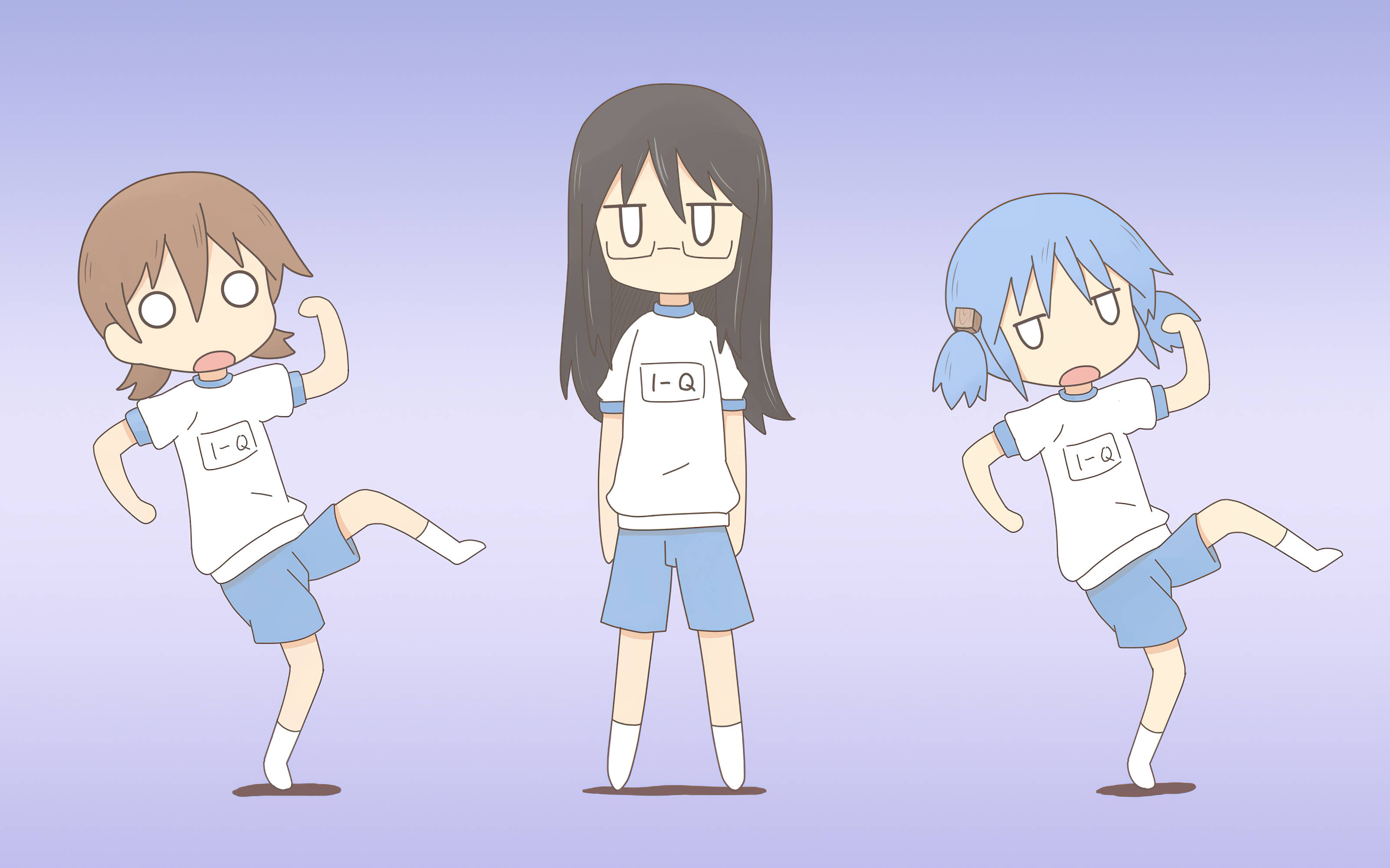 Yuuko, Mai y Mio de Nichijou en poses alocadas Fondos de pantalla