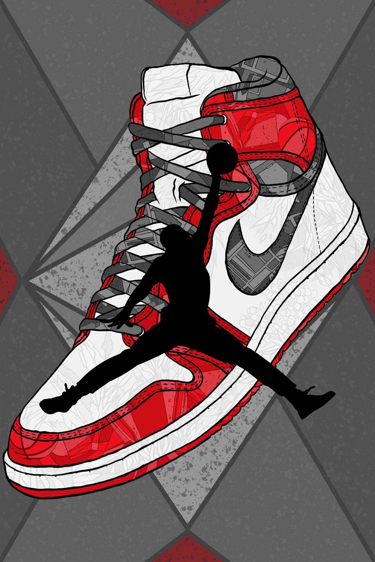 Zapatos Jordan caricaturescos Chicago fondo rojo gris Fondos de pantalla