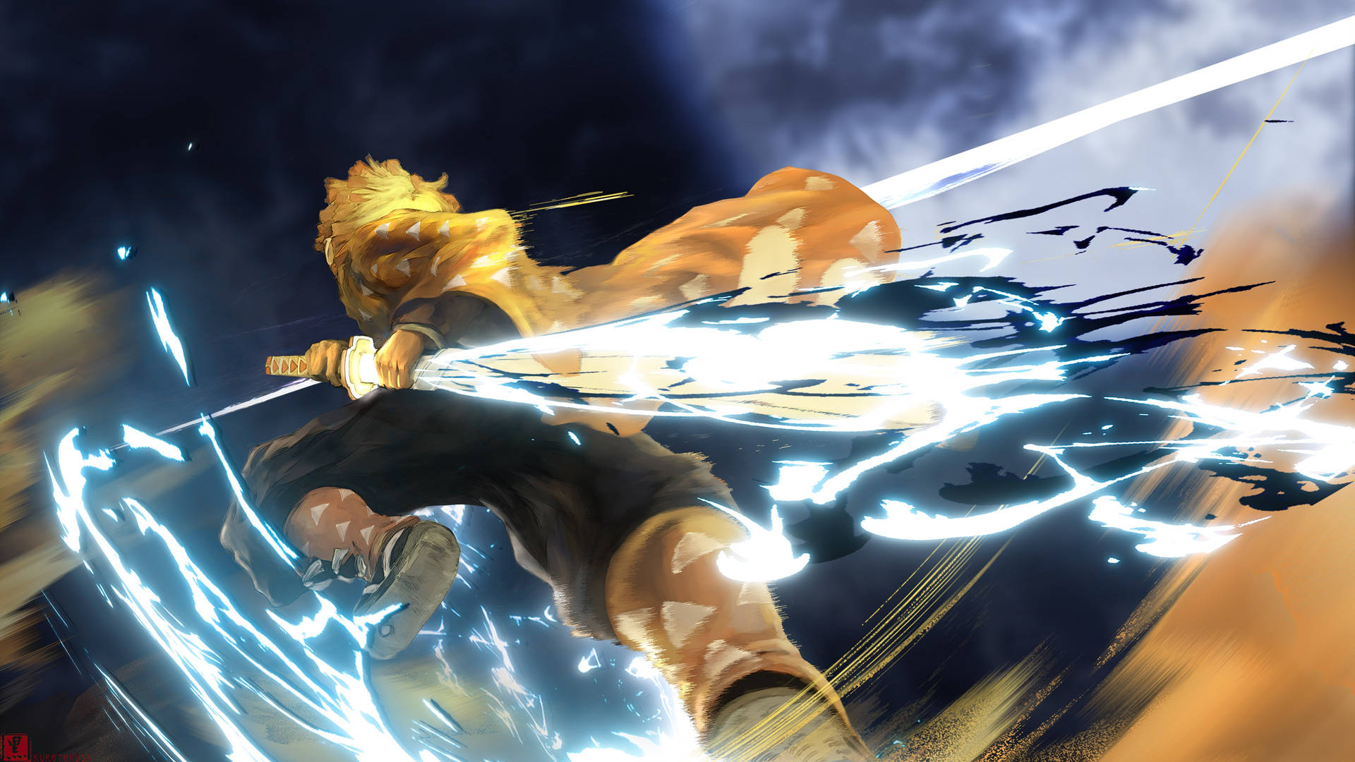 Fondo de pantalla de Demon Slayer 4k Zenitsu Relámpago