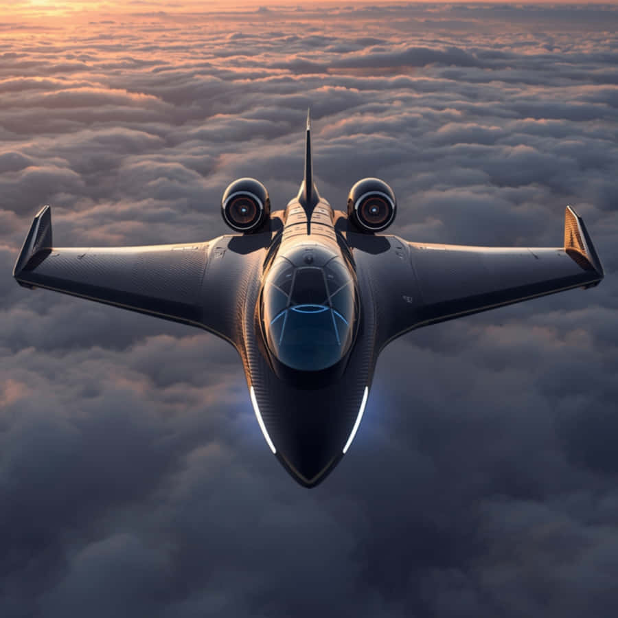 futurista, aeronave, jet, avión, aviación, nubes, cielo, vuelo, tecnología, atardecer, paisaje de nubes, aéreo, moderno, transporte, innovación, futuro, jet ejecutivo, viaje, lujo, alta tecnología