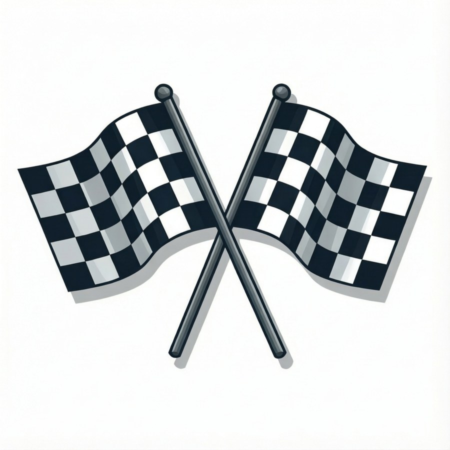 Dos banderas de cuadros cruzadas en un estilo vectorial limpio