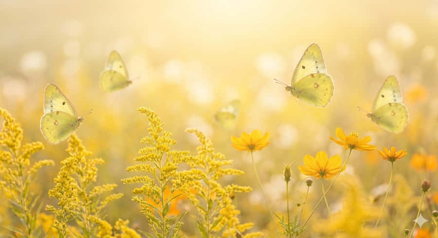 Abstracto Amarillo, Mariposa, Mariposas Azufre Nublado