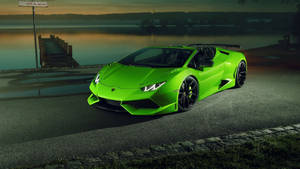 1366X 768 Hd Auto Deportivo En Verde