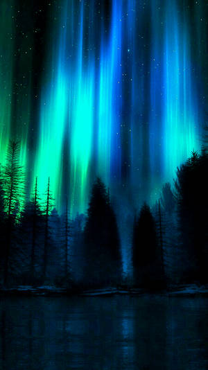 4K Android Auroras Boreales Oscuras — Bosque oscuro Fondos de pantalla
