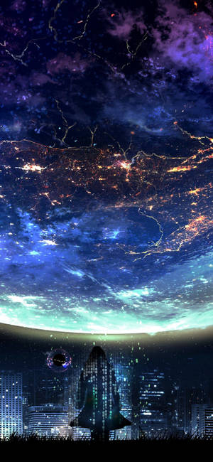 4K Anime IPhone Ciudad Cósmica Celestial