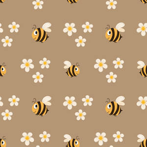 Abejas deambulando sobre fondo beige