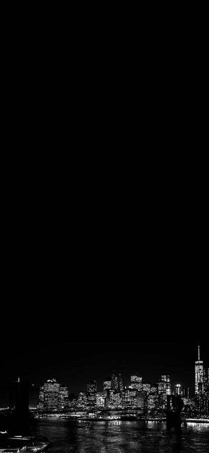 Fondo de pantalla iPhone XR del horizonte de Nueva York sobre espacio negativo negro — iPhone Xr Fondos de pantalla