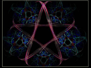Fondo de pantalla de pentagrama luminoso con estética bruja