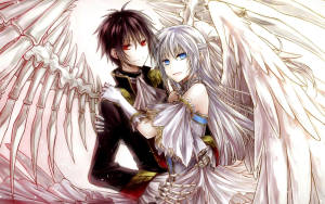 Fondo de pantalla de Abrazo de Ángel Anime