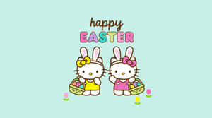 Adorable Conejito de Pascua con Huevos de Colores en un Fondo Primaveral Festivo
