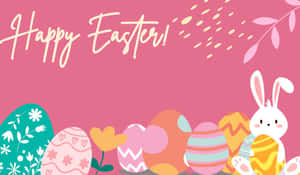Adorable Conejito de Pascua con Huevos de Pascua Coloridos