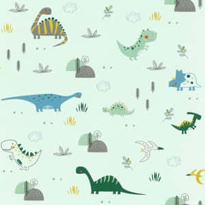 Adorable Dinosaurio de Colores Vagando por la Naturaleza — Dinosaurio lindo Fondos de pantalla