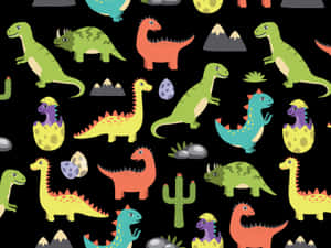Adorable Dinosaurio Verde Explorando el Frondoso Bosque — Dinosaurio lindo Fondos de pantalla