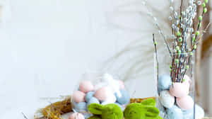 Adorables Conejitos de Pascua sobre Fondo Pastel
