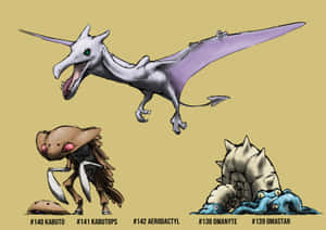 Aerodactyl, Kabutops y Omastar — Estética café Fondos de pantalla