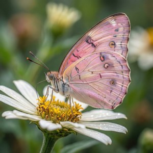 Mariposa rosa pastel sobre flor blanca — Galaxy Watch Fondos de pantalla