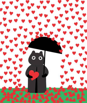 Vista previa de fondo de pantalla corazones, lluvia, arte, silueta, paraguas — Galaxy Z Fold 6 Fondos de pantalla