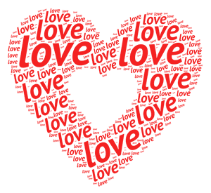 Amor en forma de corazón con nube de palabras — Amor Fondos de pantalla