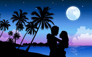 Fondo de pantalla de amor romántico en la isla