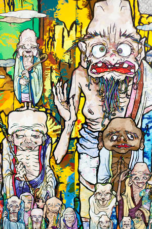 Ancianos de Takashi Murakami 4K — Xiaomi Pad 9 Pro Max Fondos de pantalla