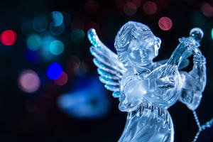 Fondo de pantalla de figura de ángel navideño de vidrio — Ángeles de navidad Fondos de pantalla
