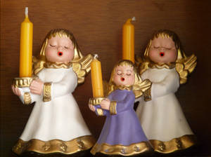 Fondo de pantalla de ángeles navideños velas amarillas — Ángeles de navidad Fondos de pantalla