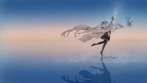Fondo de pantalla de anime bailando en océano tranquilo — Baile anime Fondos de pantalla