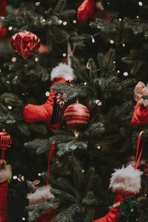Árbol de Navidad Rojo Estético y Lindo — Estética navideña linda Fondos de pantalla