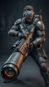 Rog Ally transformado en un arma de ciencia ficción con accesorios. — iPhone Se Fondos de pantalla