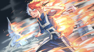 Arte adorable de Todoroki con fuego fondo de pantalla — Todoroki lindo Fondos de pantalla