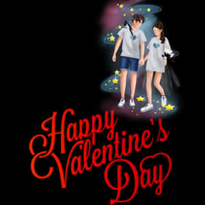 Lindo Feliz Día de San Valentín — Pareja de anime GIF Fondos de pantalla